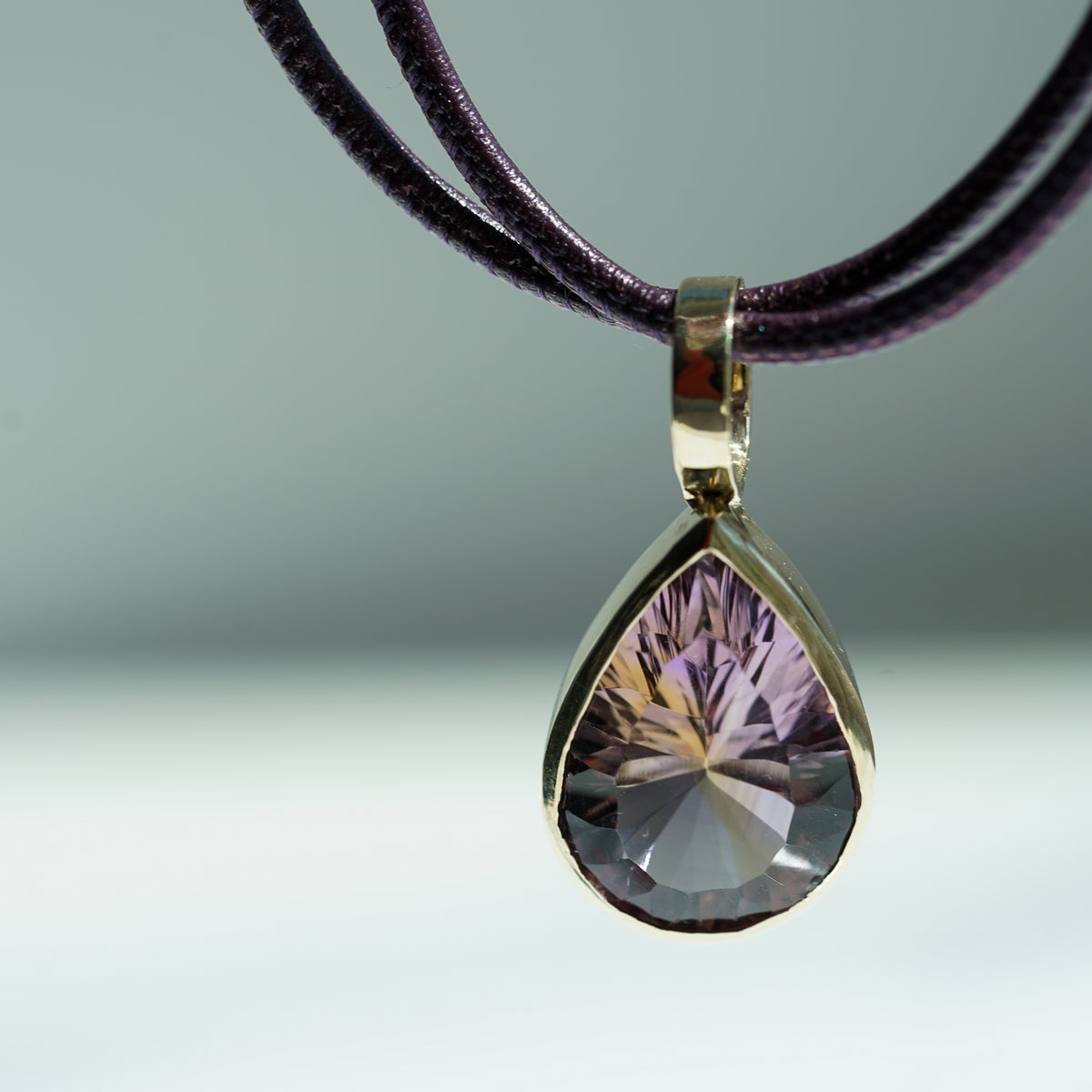 Ametrine Pear Shape gold necklace