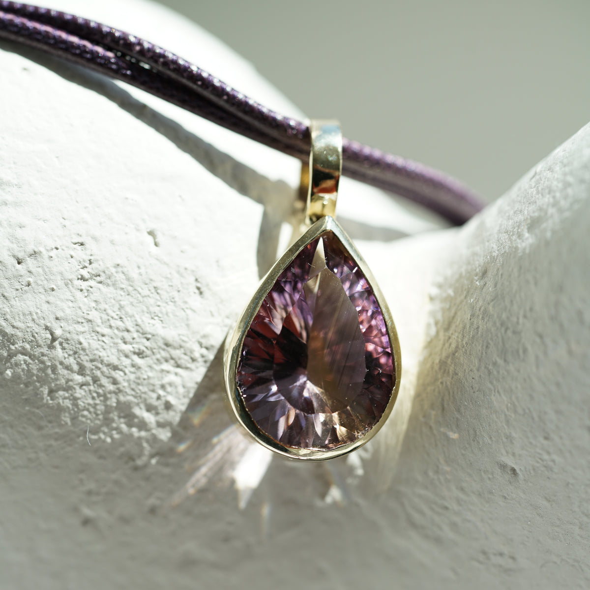 Ametrine Pear Shape gold necklace