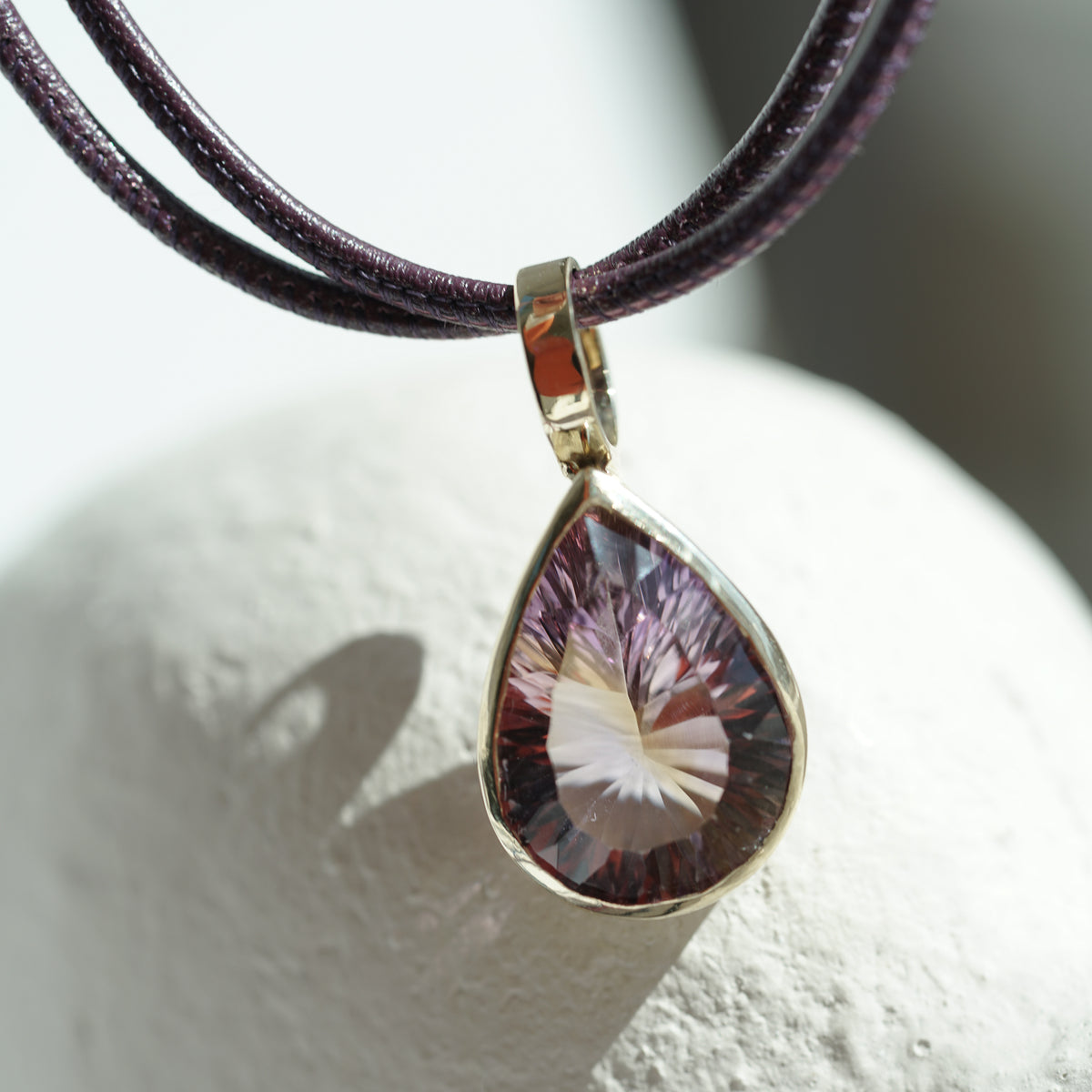 Ametrine Pear Shape gold necklace