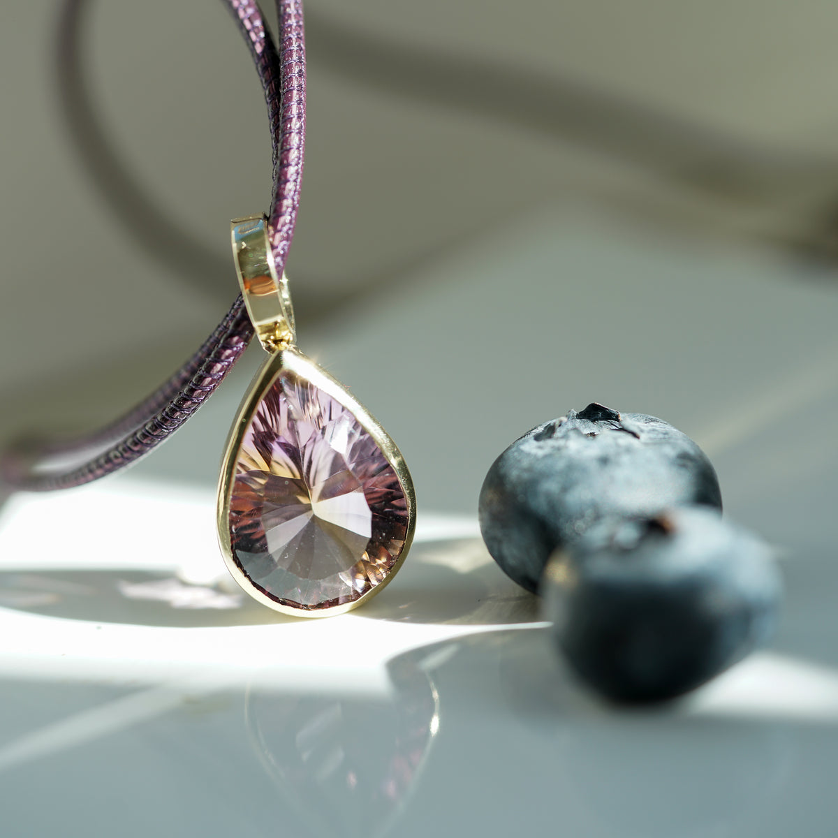 Ametrine Pear Shape gold necklace