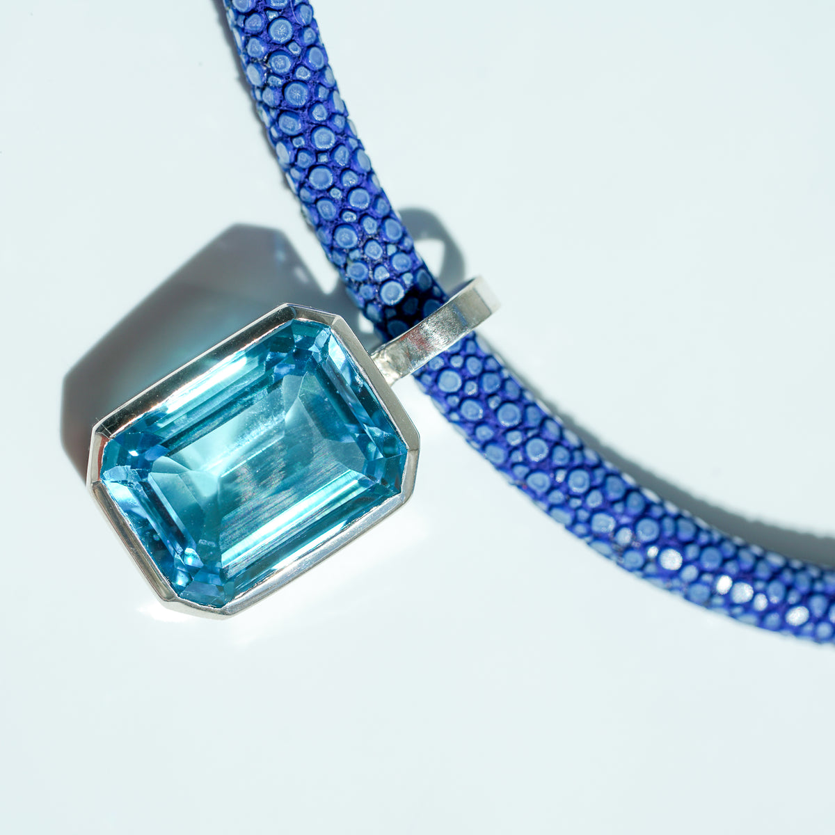 Swiss Blue topaz necklace with blue stingray