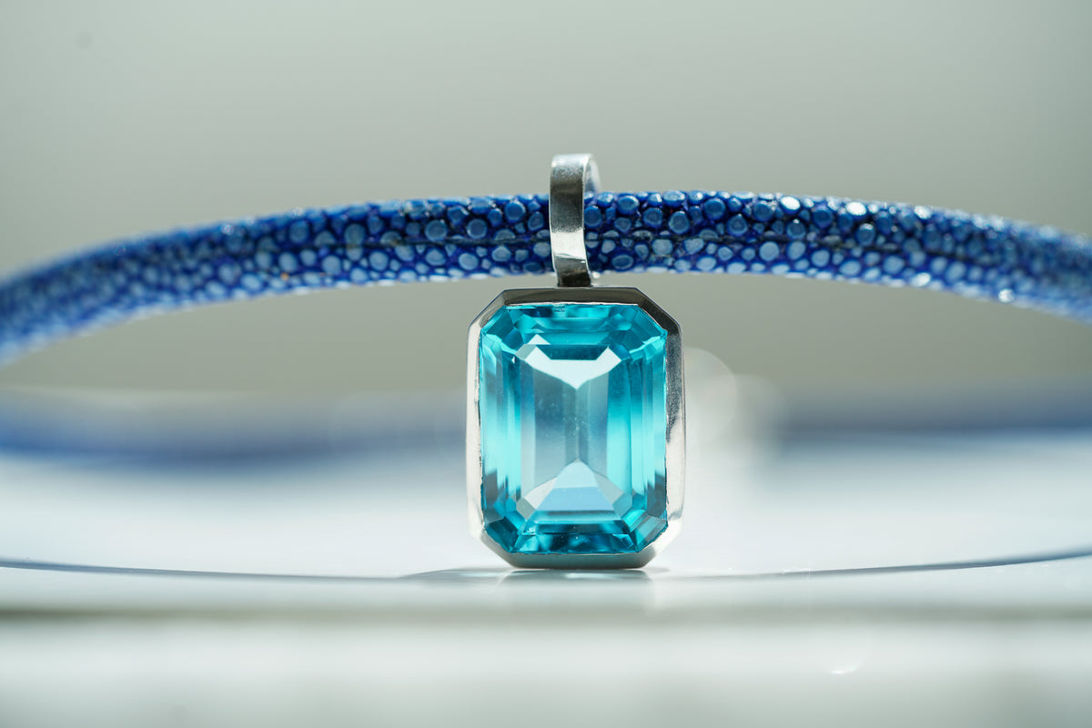 Swiss Blue topaz necklace with blue stingray