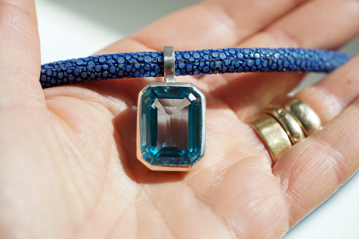 Swiss Blue topaz necklace with blue stingray